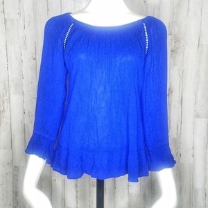 INC | Crochet Trimmed Peasent Boho Blouse